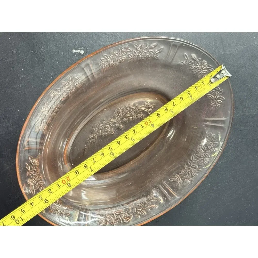 Vintage Federal Pink Depression Glass Sharon Cabbage Rose Oval Platter/Dish EUC